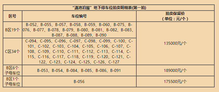 第一拍車位拍賣明細